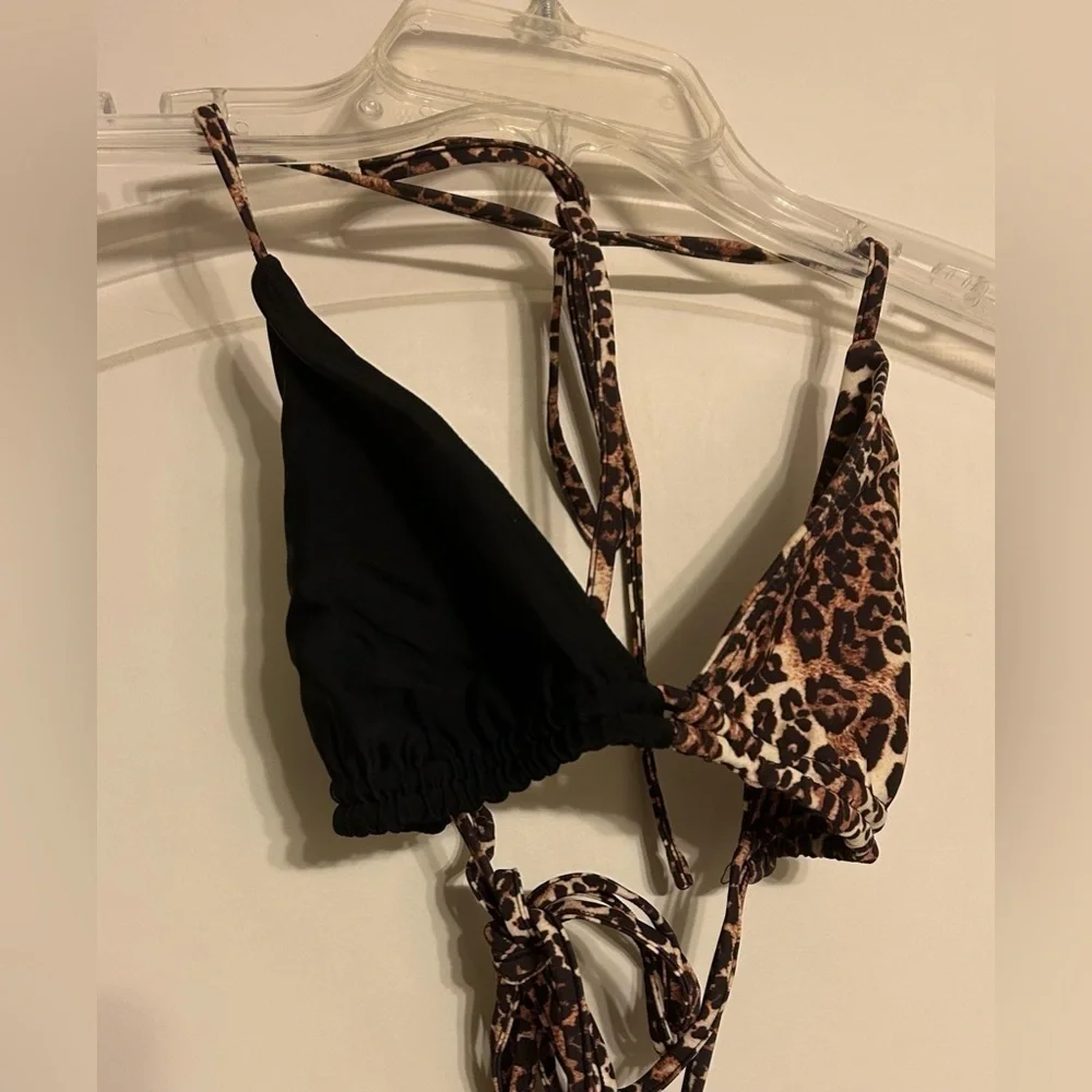 Black/animal print bikini size small/medium
